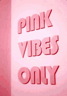 a pink sign that says pink vibes only on it