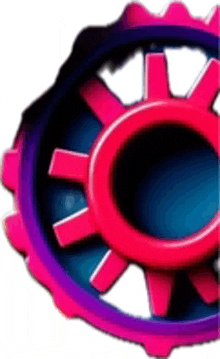 a pink and purple gear with a hole in the center