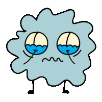 a cartoon drawing of a cloud with a sad face and crying eyes