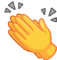 a cartoon illustration of two hands clapping with triangles coming out of them