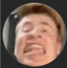 a man is making a funny face in a circle .