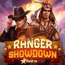 a poster for ranger showdown shows a cowboy and a native american standing next to each other