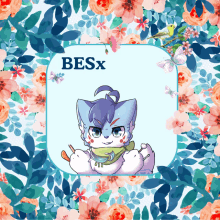 a drawing of a cat with the name besx on the bottom