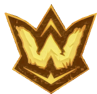 a brown and gold emblem with the letter w in the center