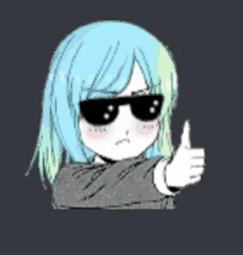 a girl wearing sunglasses is giving a thumbs up sign .