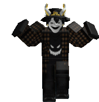 a roblox character with horns and a smiley face on his face