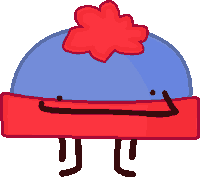 a blue hat with a red pom pom on top