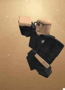 a cartoon character in a suit and glasses is flying in the air .