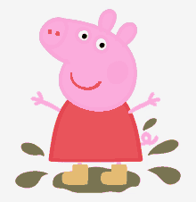 a cartoon of peppa pig standing in a puddle of mud