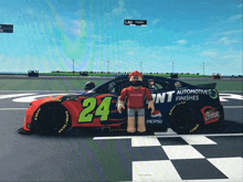 a race car has the number 24 on it