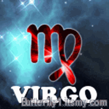 a virgo sign with a blue background