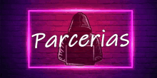 a neon sign on a brick wall that says ' parcerias '