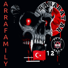 a poster with a skull and a flag that says ' sahabat ' on it