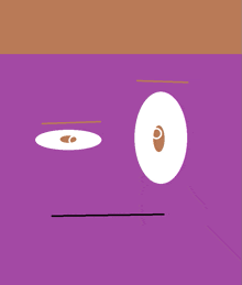 a purple background with two white circles and a brown circle