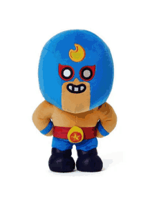 a stuffed toy of a superhero with a blue mask