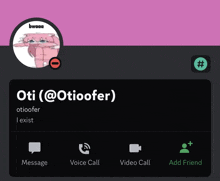 a screenshot of a person 's profile that says oti