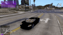 a screenshot of a video game with a car driving down a street