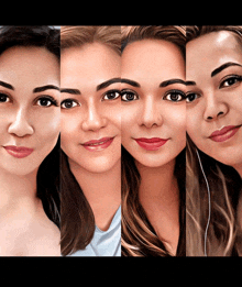 five different portraits of a woman 's faces