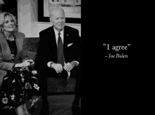 a black and white photo of joe biden and jill biden sitting on a couch