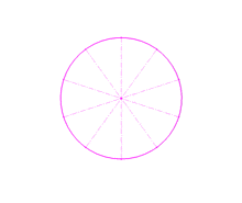 a drawing of a circle with lines going through it