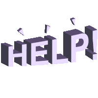 the word help is written in purple letters