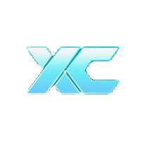 a blue and white logo that says xc on a white background