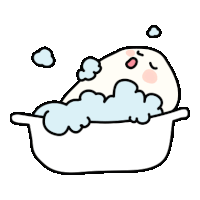 a cartoon illustration of a baby taking a bath in a tub .