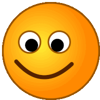 a yellow smiley face with big eyes and a smile