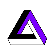 a black and purple triangle with a white outline on a white background