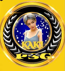 a picture of a woman in a circle with the word kaki on it