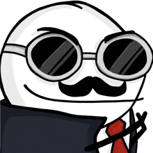 a cartoon character with a mustache and sunglasses on