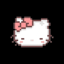 a pixel art drawing of a hello kitty with a pink bow on her head .