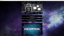 a computer screen with encryption written in the middle