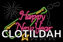 a neon sign says happy new year clotildah