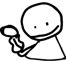 a black and white drawing of a cartoon character holding a rope .