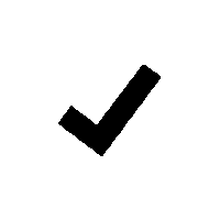 a black check mark icon on a white background