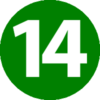 a green circle with the number 14 inside