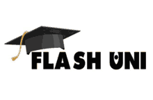 a logo for flash uni has a graduation cap on it