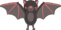 a cartoon drawing of a bat with its wings spread out