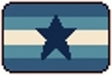 a pixel art of a blue and white flag with a star on it .