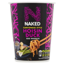 naked cantonese style hoisin duck egg noodles in a cup