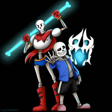 a drawing of papyrus and sans with the name laguns6al on the bottom right