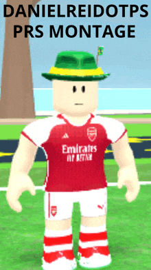 a roblox character wearing a emirates fly better shirt