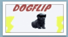 a picture of a black dog with the words dogflip written above it