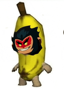 a cartoon character is dressed as a banana with arms and legs