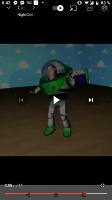 a video of buzz lightyear is being played on a phone