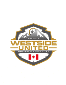 a logo for westside united with a mountain and a soccer ball