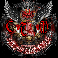 a logo for ctm indonesia underground with barbed wire and a skull