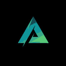 a blue and green triangle on a black background .