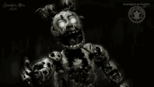 a poster for five nights at freddy 's showing a bunny with glowing eyes